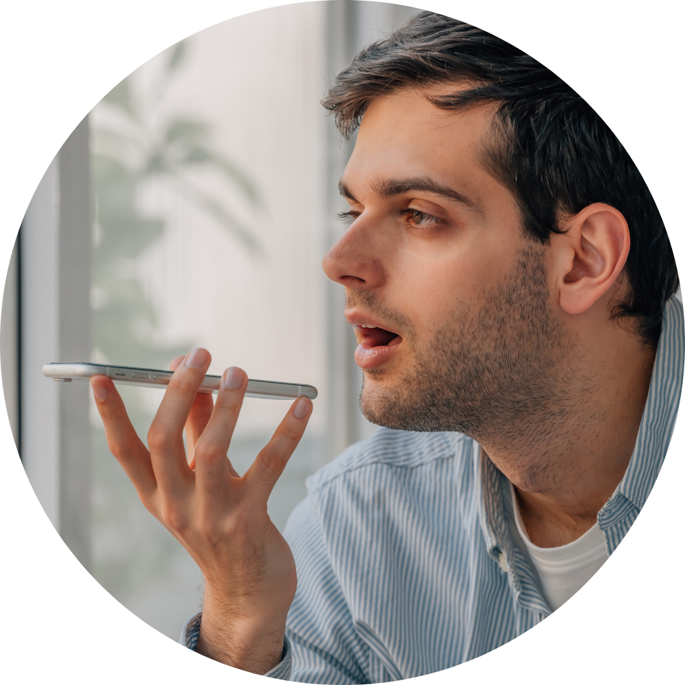 Man sending a voicenote